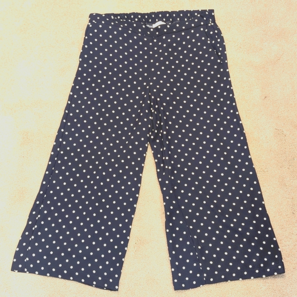 ADRIENNE VITTADINI WOMENS PANT NAVY BLUE POLKA DOT PETITE SMALL